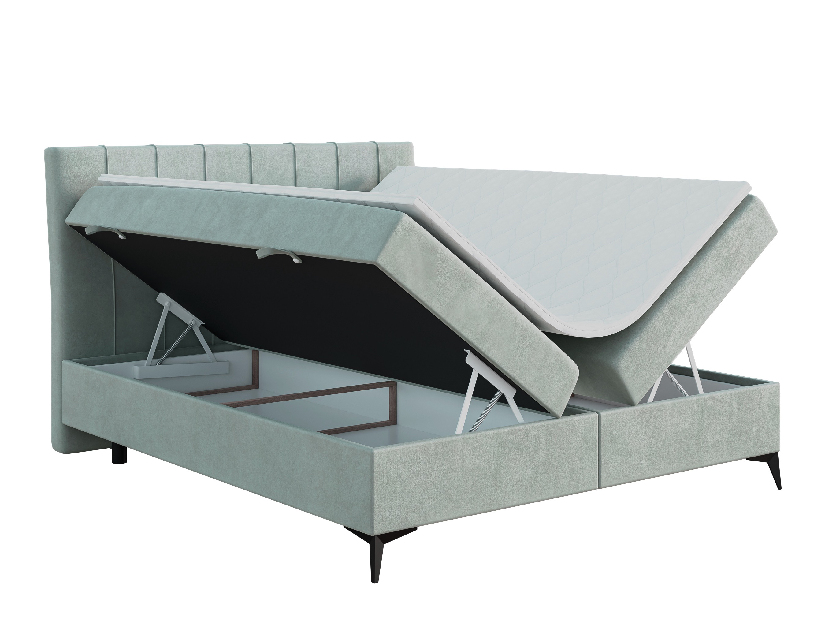 Egyszemélyes ágy Boxspring 120 cm Leny (menta) (matraccal és tárolóhellyel)