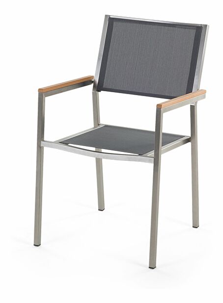 Kerti bútor szett GROSSO (tölgy) (laminát HPL) (szürke székek) (6 fő részére)