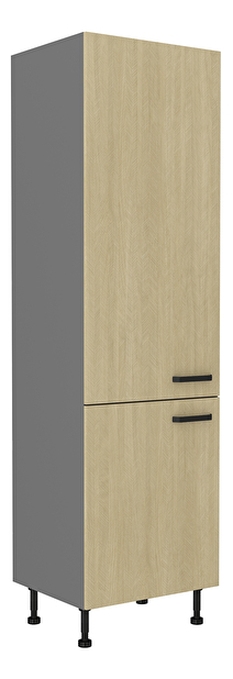Konyhai élelmiszeres szekrény a hűtőhöz Scarmi 60 LO-215 2F (Antracit + Herringbone scandi)