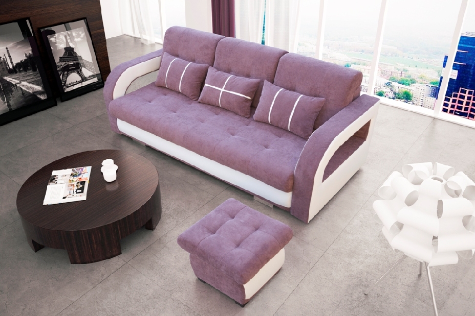 Háromszemélyes kanapé Nyssa (rózsaszín + fehér)