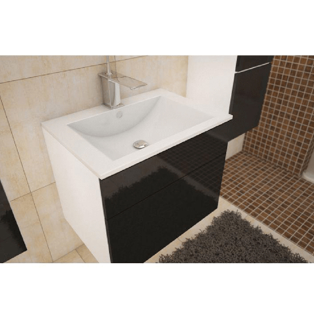 Fürdőszoba szekrény Maeve (fehér + extra magasfényű fekete)