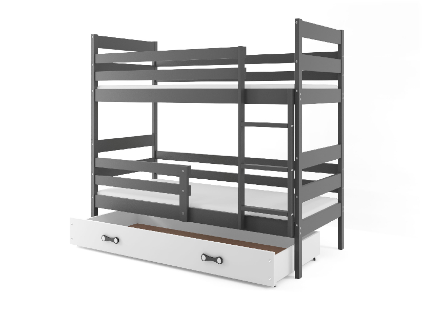 Emeletes ágy 80 x 160 cm Eril B (grafit + fehér) (ágyrácsokkal és tárolóhellyel)