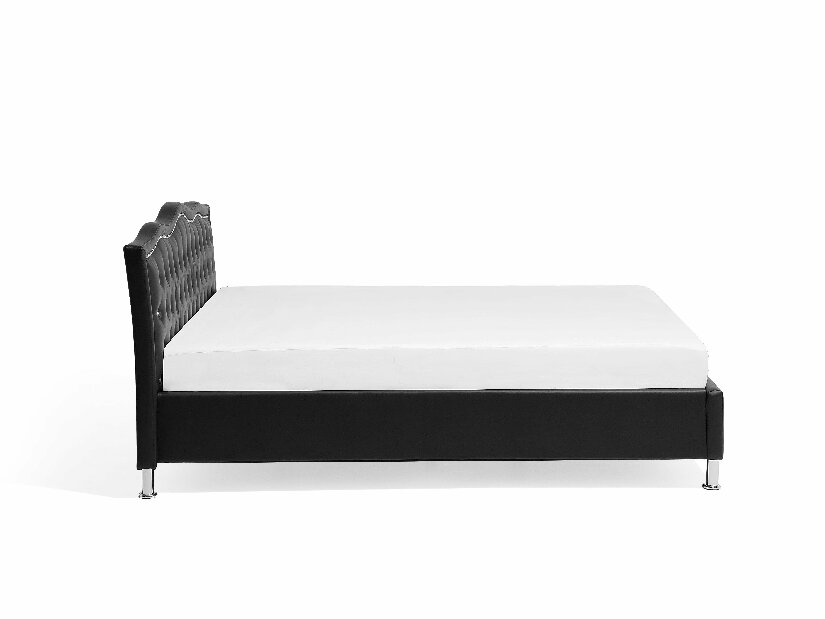 Franciaágy 180 cm MATH (ágyráccsal és tárolóhellyel) (fekete)