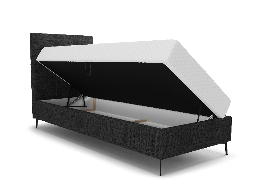 Egyszemélyes ágy 90 cm Infernus Bonell (fekete) (ágyráccsal, tárolóhellyel)