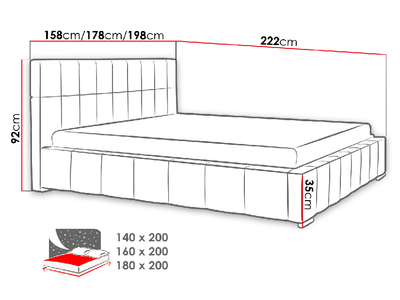 Kárpitozott ágy tárolóhellyel Mirjan Mikael (140x200) (Rico 1)