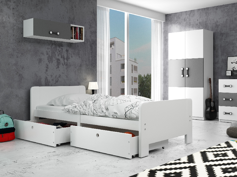Egyszemélyes ágy 80 cm Aria (fehér)