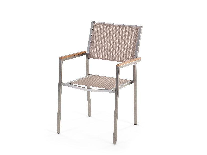 Kerti étkező szett Grosso (bézs) (üveglappal 220x100 cm) (bézs szék)