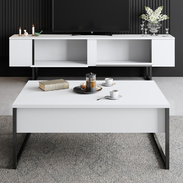 TV asztal/szekrény Luna (fehér + fekete)