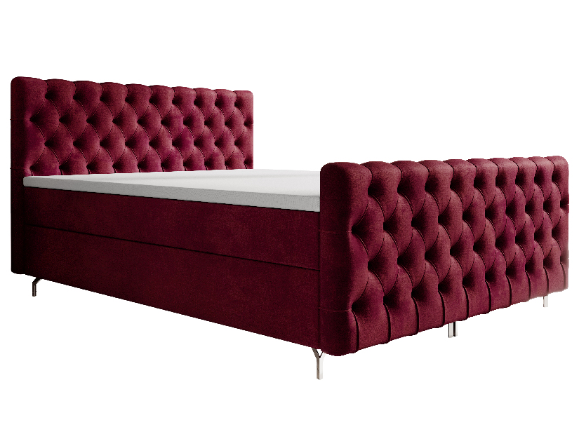 Egyszemélyes ágy 120 cm Clinton Comfort (bordó) (ágyráccsal, tárolóhellyel)