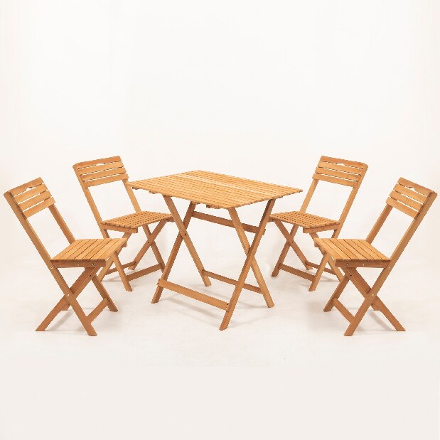 Kerti asztal és szék készlet (5 kusov) Meow (természetes + krém)