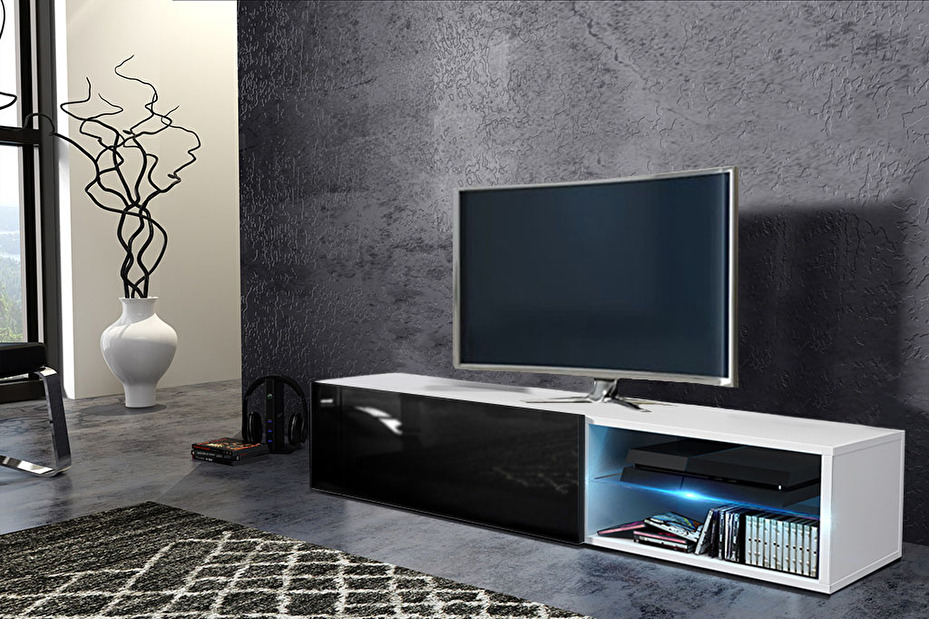 TV asztal/szekrény Best (fehér + fényes fekete)