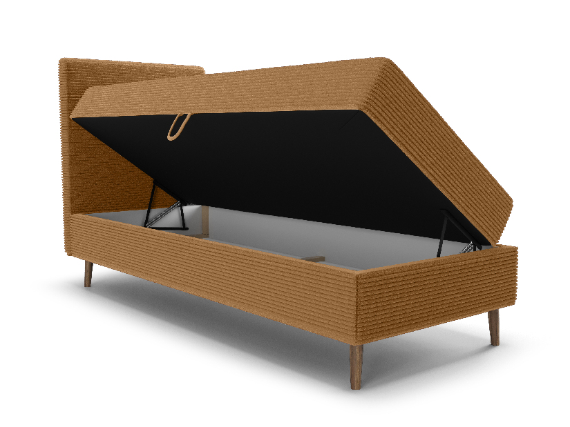 Egyszemélyes ágy 90 cm Napoli Bonell (karamell) (ágyráccsal, tárolóhellyel)