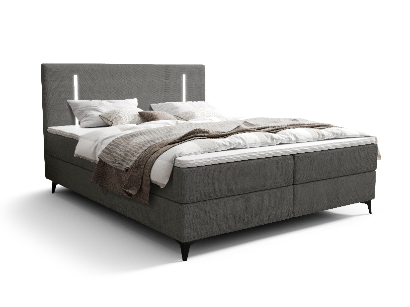 Egyszemélyes ágy 120 cm Ortega Bonell (sötétszürke) (ágyráccsal, tárolóhellyel) (LED világítás)