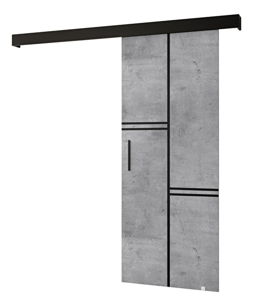 Tolóajtó 90 cm Sharlene VIII (beton + matt fekete + fekete)