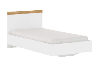 Egyszemélyes ágy 90 cm Vina (fehér + wotan tölgy) (matrac és ágyrács nélkül)