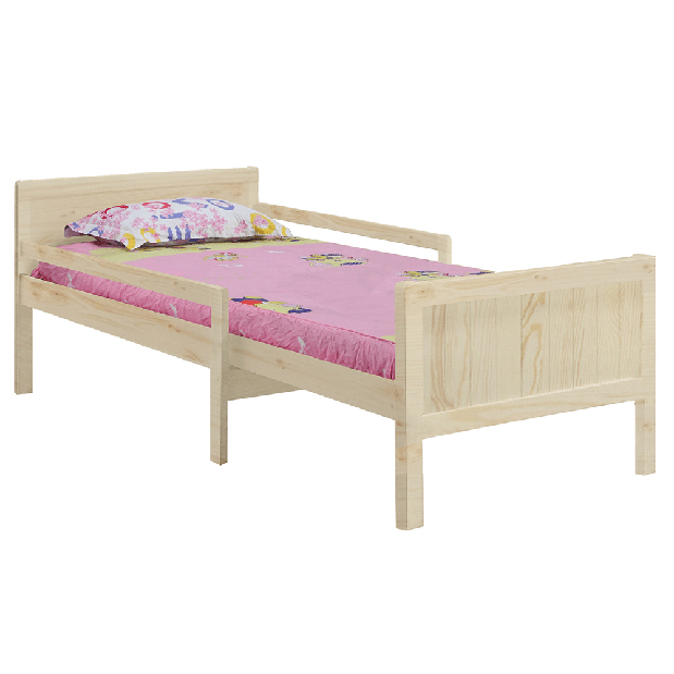 Egyszemélyes ágy 90 cm Elunna (természetes) (ágyráccsal)