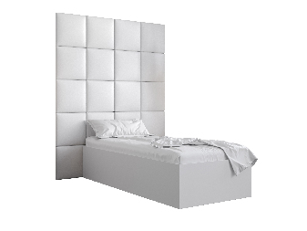 Egyszemélyes ágy kárpitozott fejtámlával 90 cm Brittany 3 (matt fehér + fehér) (ágyráccsal)