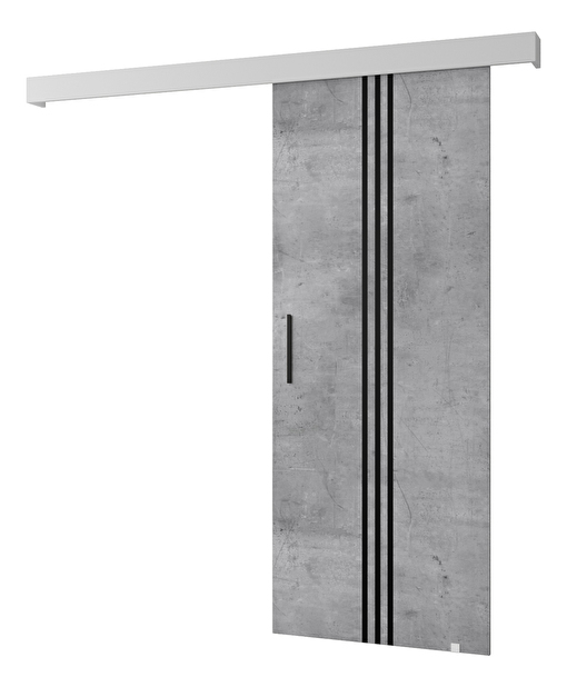 Tolóajtó 90 cm Sharlene V (beton + matt fehér + fekete)