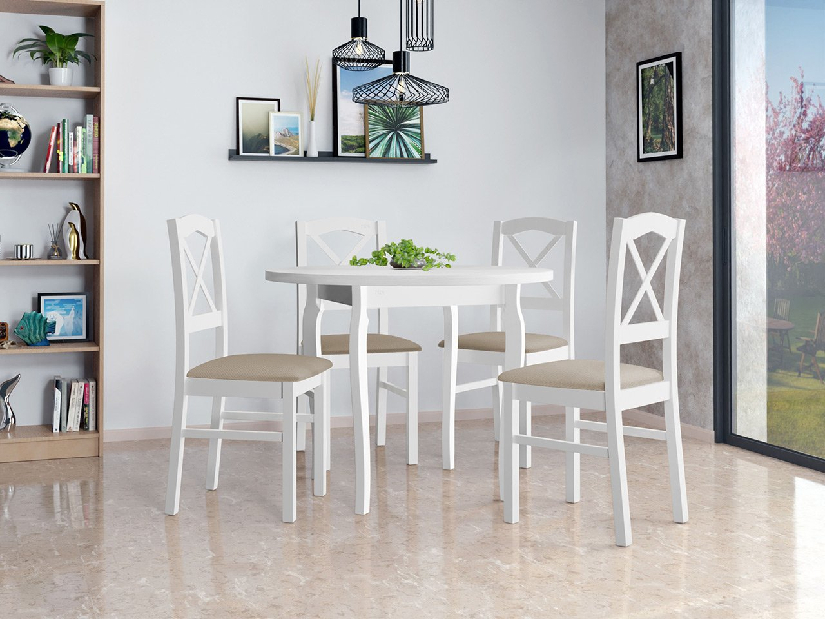 Kerek asztal 4 székkel AL55 Mirjan Axel (fehér + bézs)
