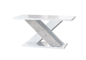 Dohányzóasztal Xalin (fényes fehér + kő)