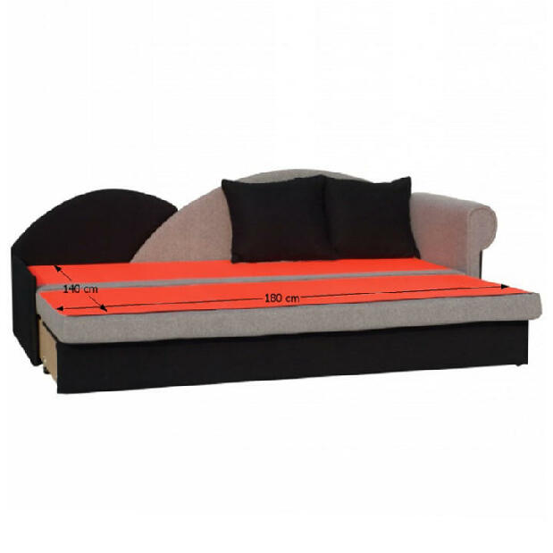 Háromszemélyes kanapé Dorla szürke + fekete (J) *kiárusítás
