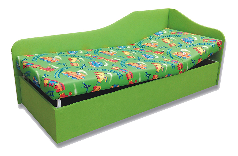 Egyszemélyes ágy (dívány) 80 cm Abigail (Vonat 4 + zöld x101) (J)