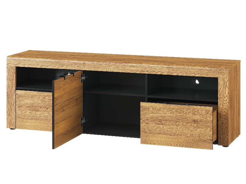TV asztal/szekrény Kogro 25 (camargue tölgy + matt fekete)