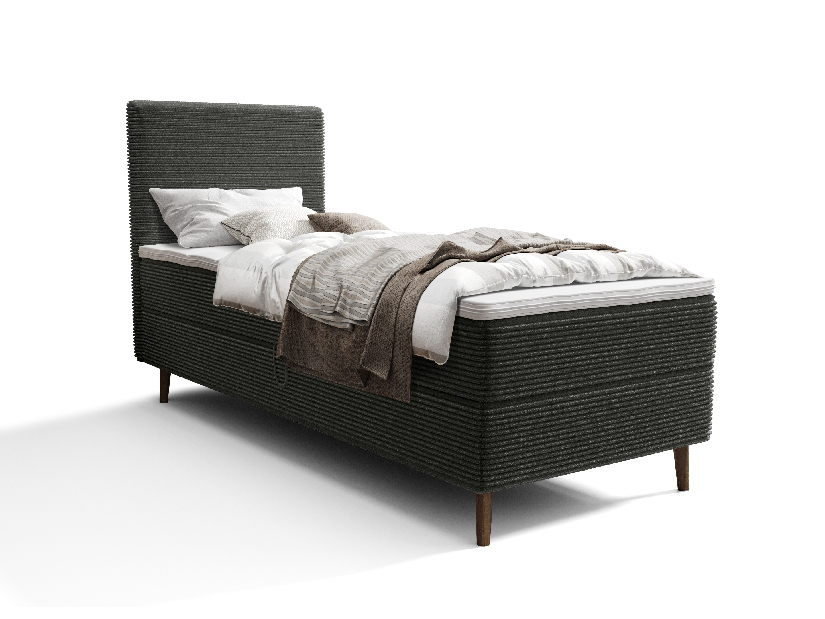 Egyszemélyes ágy 90 cm Napoli Bonell (sötétzöld) (ágyráccsal, tárolóhellyel)
