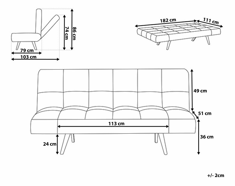 Háromszemélyes kanapé Imatra (világosszürke)