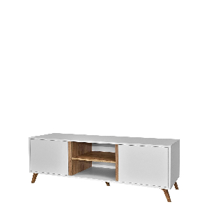 TV asztal + szekrény Barbara Mirjan 150 WL05 (fehér + fehér + arany craft tölgy)