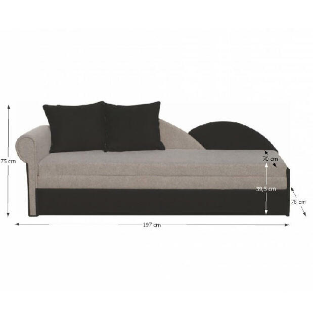Háromszemélyes kanapé Dorla szürke + fekete (B)