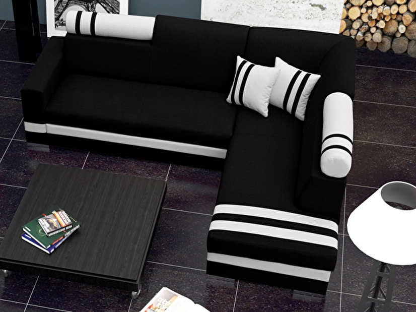 Sarok kanapé Raisa (fekete + fehér) (J)
