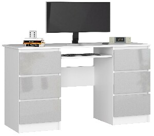 PC asztal Behati (fehér + fémes fényű)