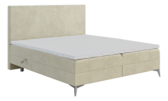 Egyszemélyes ágy Boxspring 120 cm Ricky (világosbézs) (matraccal és tárolóhellyel)