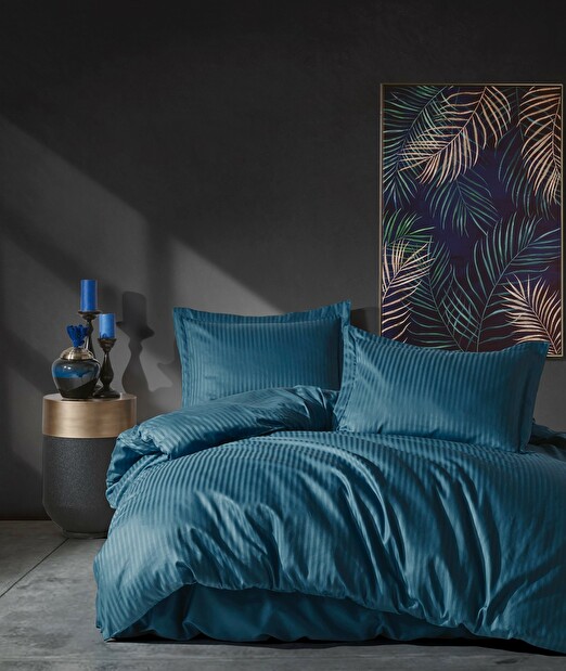 Szatén lepedő készlet 200 x 220 cm Elegance (kék)
