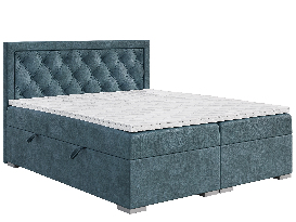 Egyszemélyes ágy Boxspring 120 cm Maximilian  (farmerkék) (matraccal és tárolóhellyel)