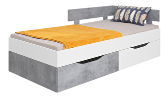 Egyszemélyes ágy 90 cm PR15 / PR16 B/J Hallem (fehér + beton)