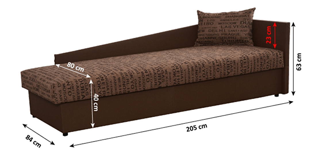 Egyszemélyes ágy (dívány) 80 cm Jeannine (barna) (tárhellyel) (J)