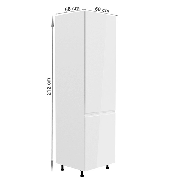Konyhaszekrény beépített hűtőre D60ZL Aurellia (fehér + fényes fehér) (J)