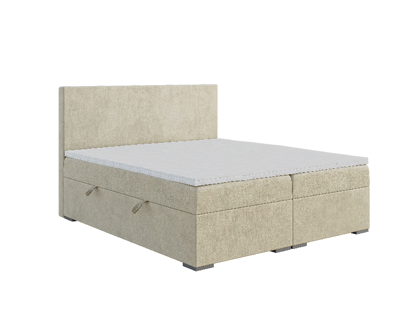 Egyszemélyes ágy Boxspring 120 cm Lemmy (világosbézs) (matraccal és tárolóhellyel)