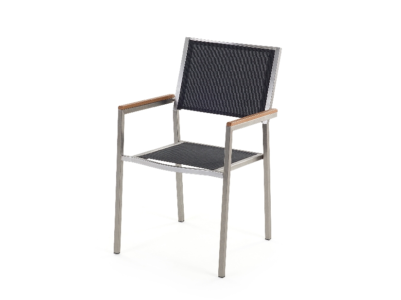 Kerti étkező szett Grosso (fekete) (üveglappal 220x100 cm) (fekete szék)