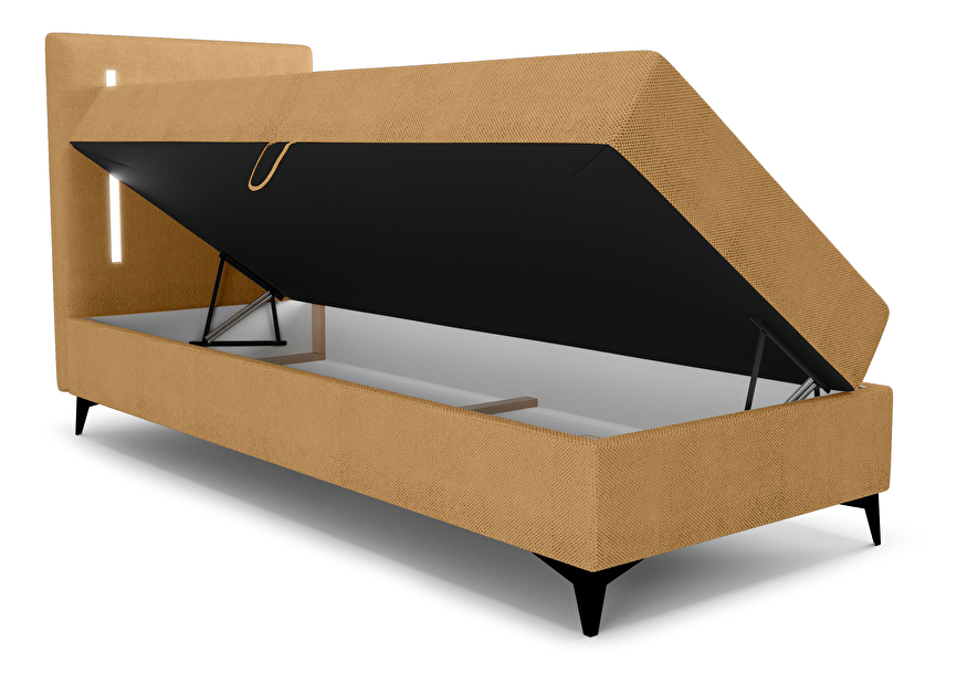 Egyszemélyes ágy 90 cm Ortega Comfort (terakotta) (ágyráccsal és matraccal, tárolóhely nélkül) (LED világítással)