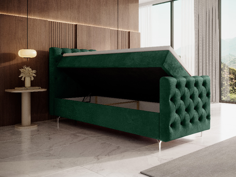 Egyszemélyes ágy 90 cm Clinton Bonell (smaragd) (ágyráccsal és tárolóhely nélkül)