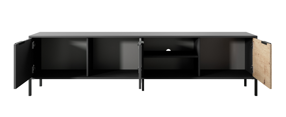 TV asztal/szekrény Rastafa 203 3D (artisan tölgy + fekete)