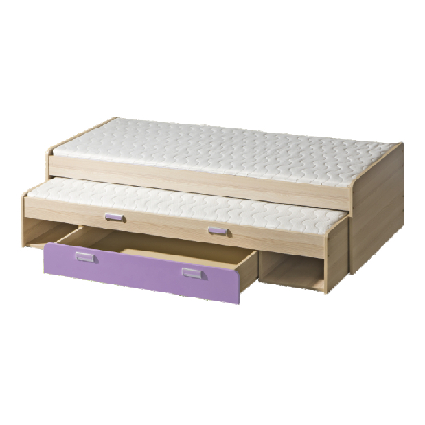 Széthúzható ágy 80 cm Echo L16 lila (két matraccal és ágyrácsokkal) *kiárusítás