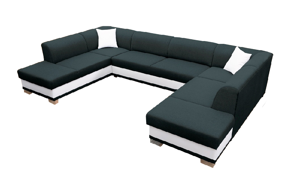 U alakú kanapé Darcia (fekete + fehér) (J)