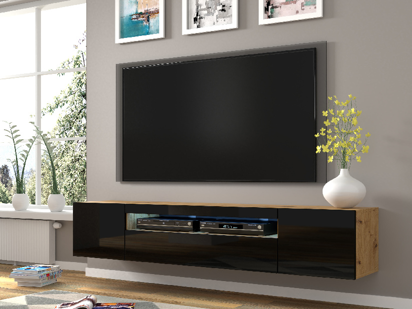 TV asztal/szekrény Aurora 200 (artisan tölgy + fekete)