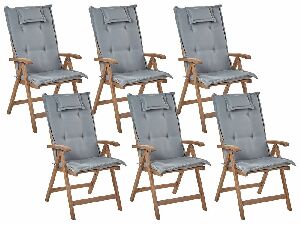 Kerti szék készlet 6 db. Amati (sötét fa + szürke)