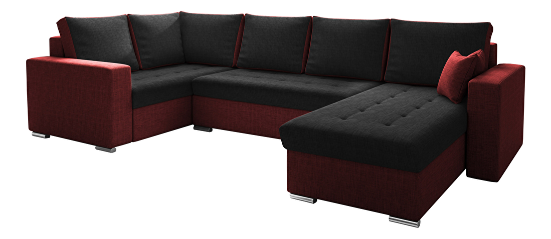 U-alakú sarok kanapé Lamont (fekete + piros) (B)