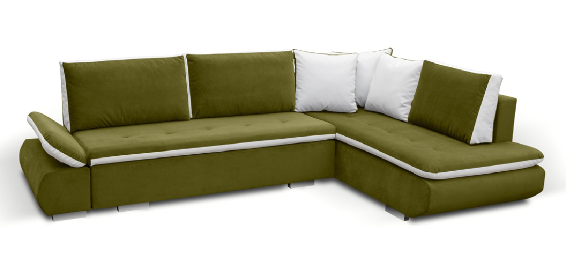 Sarok kanapé Artamo (zöld + fehér) (J)